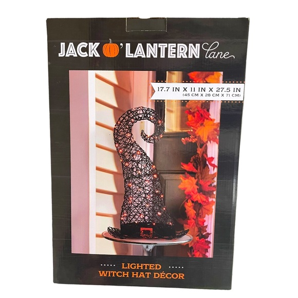 Jack O’Lantern Lane LED Halloween Lighted Witch Hat Indoor Outdoor Figurine NWT - Picture 10 of 11